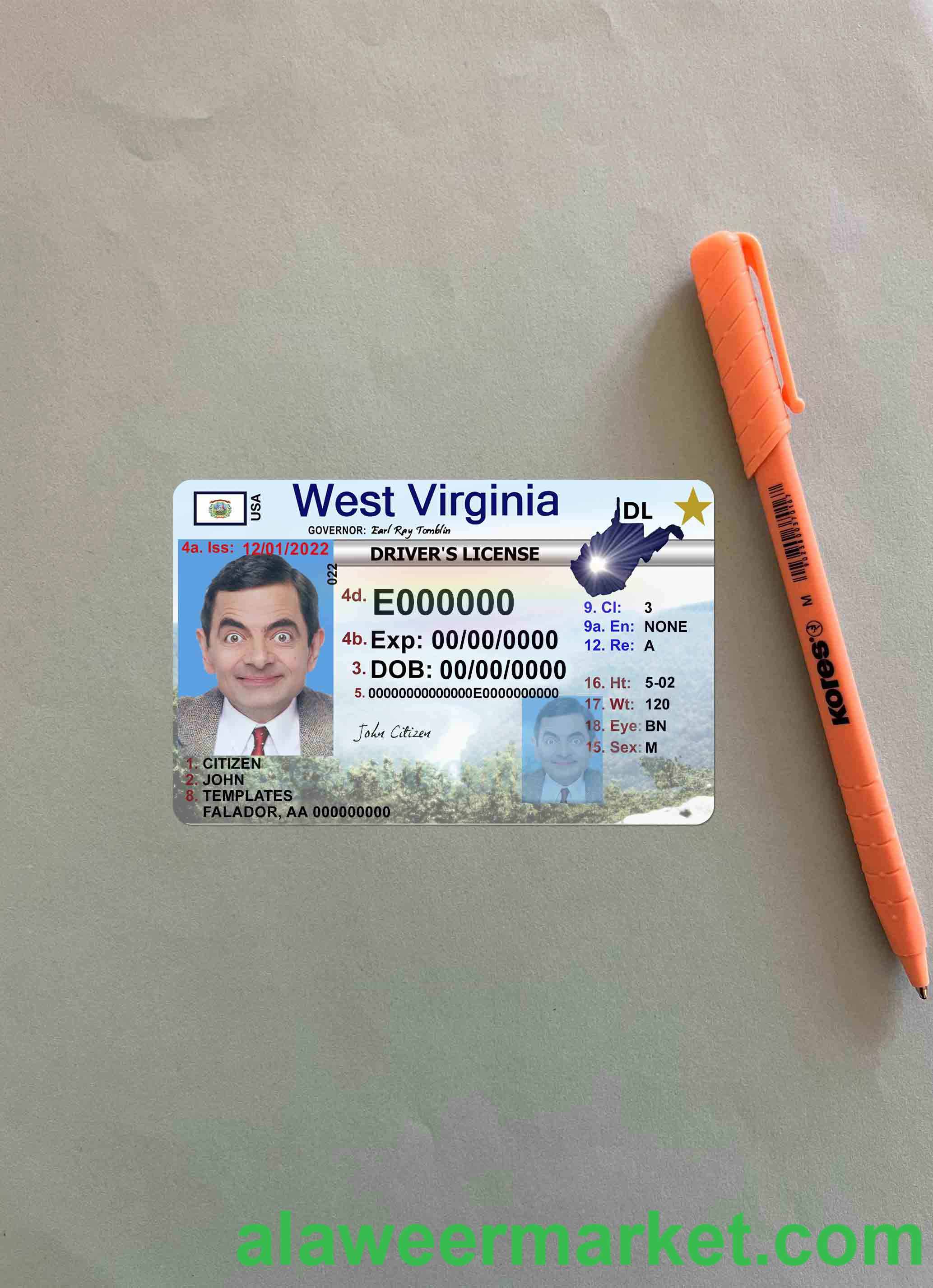 USA West Virgina driving license photolook FRONT